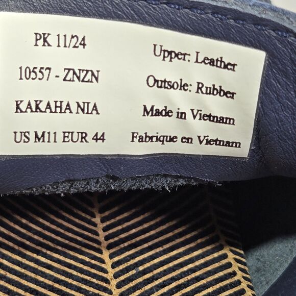 $140 Olukai Kākaha Nia Mens 11 Leather Slip On Shoes Loafer Casual Indigo Blue main image 7